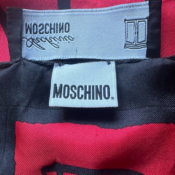 Moschino Archive Archivio Black Red White Large Amore Heart Scarf - Picture 3 of 6